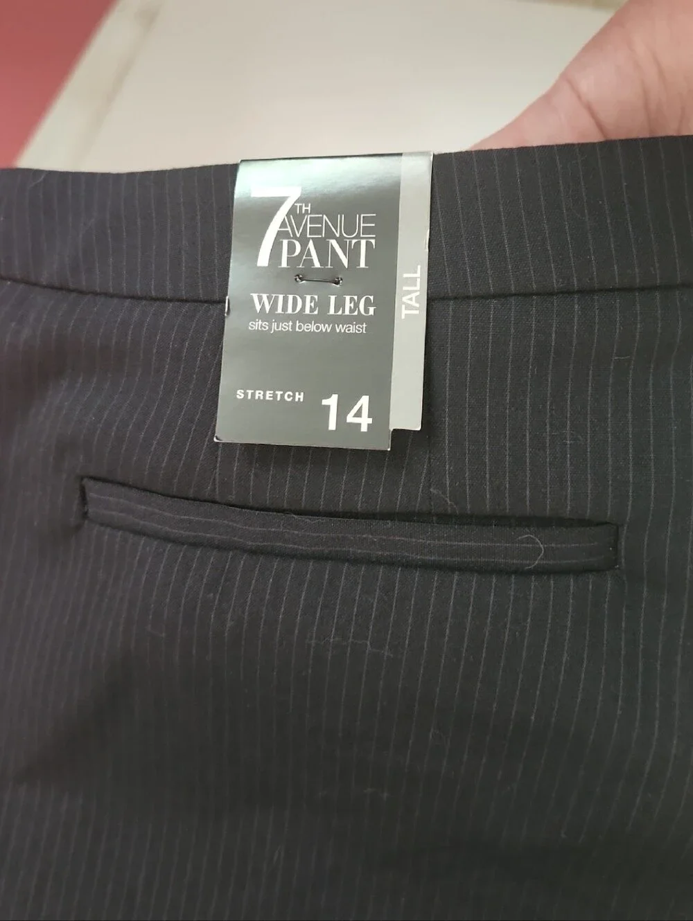 7th Avenue Wide Leg Pinstripe Pants - Black - Size 14 - Picture 1 of 4